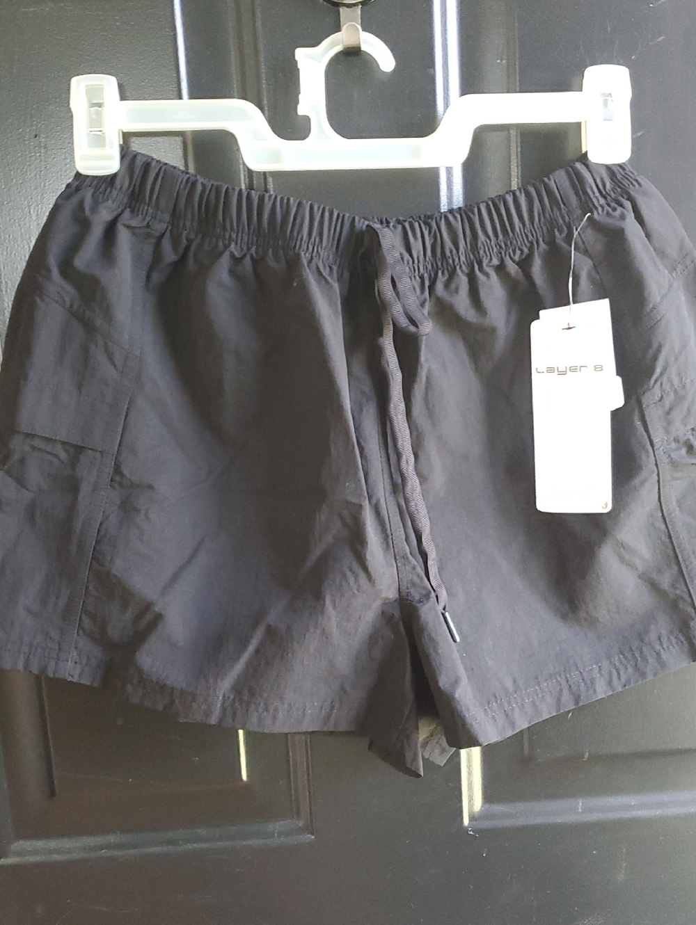 Layer 8 Black Elastic Drawstring Active Shorts
